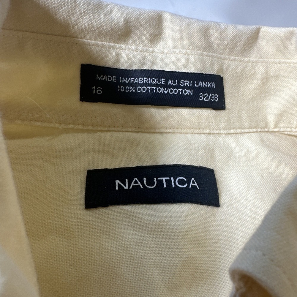 Nautica Yellow Button-Down Oxford‎ Shirt Men's Large Preppy - Picture 2 of 8